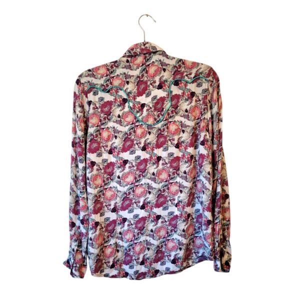 Wrangler Floral Western Rayon Button Down Shirt - Picture 3 of 8